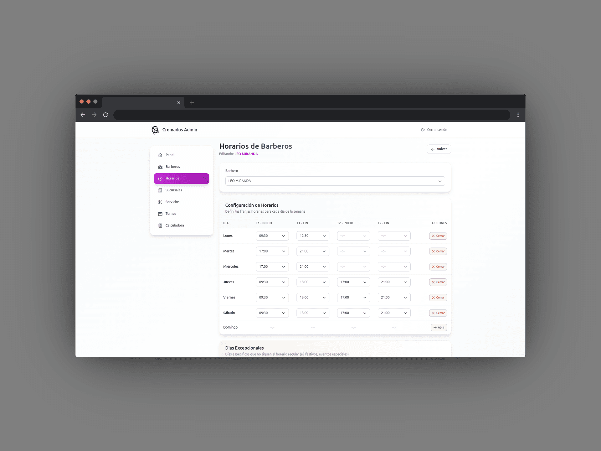 Gestión de Horarios